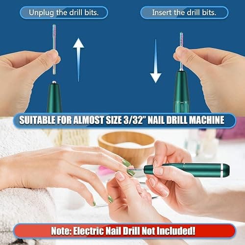 Depvko 21pcs Nail Drill Bits Sets, 3/32 Inch Cuticle Electric Nail File and Ceramic Acrylic Gel Nail Bit Kit, Acrylic Nail Art Tools, Carbide Remover Bits for Manicure Pedicure, Home Salon thumbnail 4