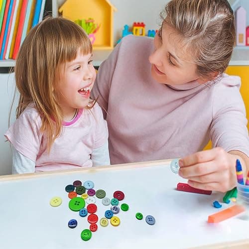 1000 Pcs Resin Buttons, Assorted Sizes Round Craft Buttons for Sewing DIY Crafts,Children's Manual Button Painting, Mixed Colors thumbnail 4