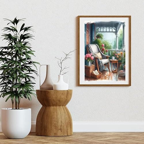 Cozy Rainy Porch Diamond Painting Kits for Adults - Diamond Art Kits for Beginner, DIY Full Drill Round Diamond Dots Paintings with Diamonds 5D Gem Art and Crafts Crystal Home Wall Decor 12x16inch thumbnail 4