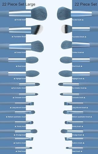 Koccido Makeup Brushes 22 Pcs Makeup Kit,Foundation Brush Eyeshadow Brush Make up Brushes Set (Blue, 22 Piece Set Large) thumbnail 4