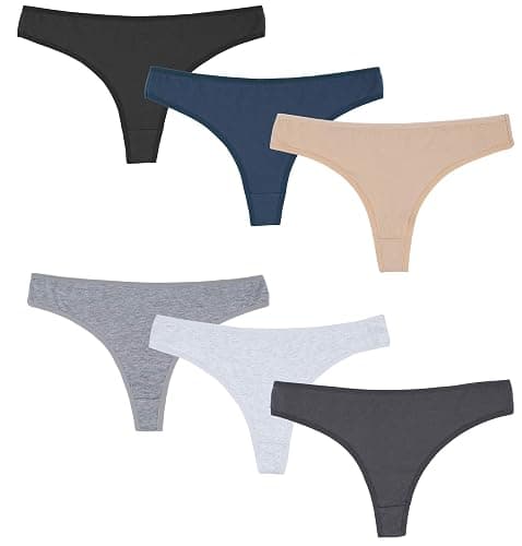 ELACUCOS 6 Pack Women's Thongs Cotton Breathable Panties Bikini Underwear thumbnail 2