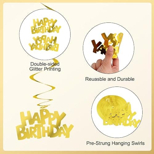 BEISHIDA 12 Pcs Pre-Strung Happy Birthday Hanging Swirl Decorations, Colorful Birthday Party Hanging Decor Supplies for Kids Adults thumbnail 3