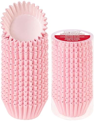 Caperci Grease-Resistant Standard Pink Cupcake Liners 150 Counts - Heavy Duty Paper Muffin Baking Cups, Odorless, No Muffin Pan Needed, Easily Peels (Pink) - Image 1