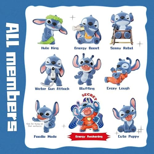 MINISO Disney Stitch Naughty Stitch Series Blind Box Figures, Random Design Collectible Flocked Figures Home Decorations, Holiday Birthday Gifts for Collectors and Fans, Single Box thumbnail 5