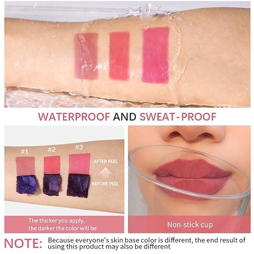 Dulele 3PCS Lip Liner Stain, Peel Off Lip Liner Tattoo, Natural Long Lasting Lip Stain Peel Off, Nude Pink Matte Finish Lip Gloss for All Skin Types thumbnail 5