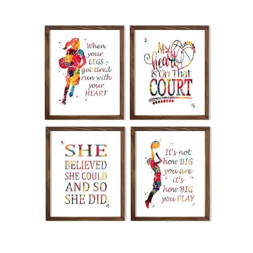 Watercolor Basketball Player Girl Athlete Illustration Art Print Set for Girl's Bedroom Motivation, Playroom Energy Boost, Locker Team Spirit, Young Hoopster Surprises, Aspiring Guard Tokens, Team Leader Honors, Coach Appreciation Gifts, Birthday Slam Dunk Markers - 8x10 Unframed Print Set - Image 1