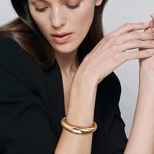 RIOSO Gold Bangles Bracelet for Women Bangle Thick Big Wide Cuff Women's Gold Chunky Bracelets thumbnail 6