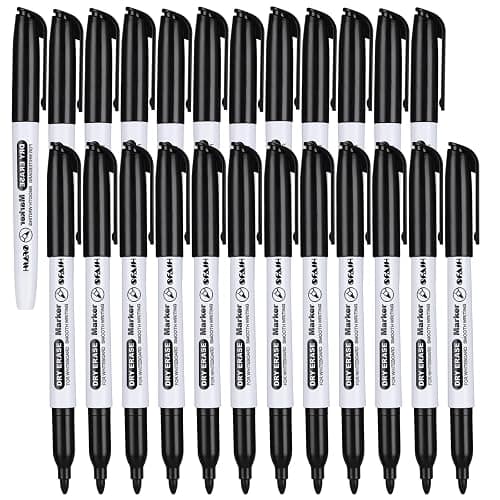 SFAIH Fine Tip Dry Erase Markers - 24 Pack Black Whiteboard Erasable Markers Bulk for Kids Adults, Ideal for Classroom School Office Home Use on White Board, Non-Toxic Easy Clean - Image 1