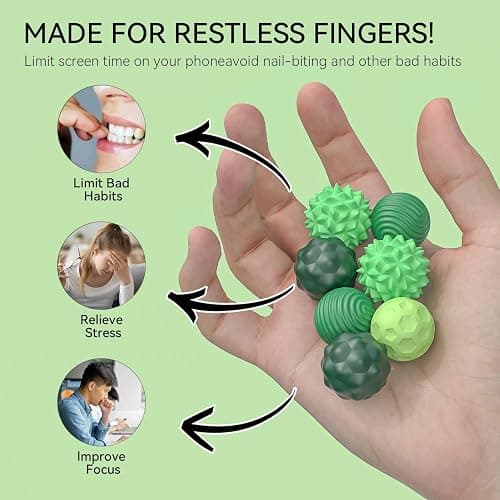 Magnetic Sensory Fidget Balls (8PCS), Weighted Magnet Balls Fidget Toys for Teens Adult ADHD Autism Anxiety, Quiet Stress Relief Office Desk Gadgets, Hand Therapy Sensory Toy Items Gift (Green) thumbnail 4