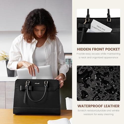LOVEVOOK Laptop Tote Bag for Women,Leather Work Bag, Waterproof Business Teacher Bag,Large Computer Handbag Purse Briefcase,Office Gifts for Women thumbnail 5