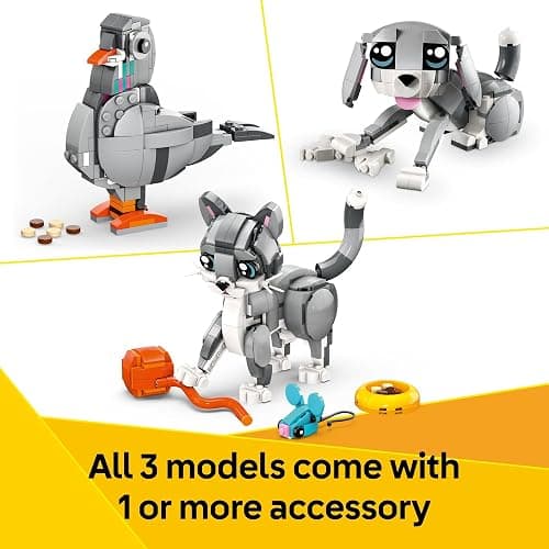 LEGO Creator 3 in 1 Playful Cat Toy - Building Toy with 3 Building Options, Cat, Dog, or Pigeon - Animal Figures for Kids, Girls and Boys, Ages 8+ - Gift Idea for Birthday - 31163 thumbnail 6