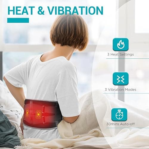 Comfytemp Cordless Heating Pad with Massager for Back, Fathers Day Dad Gifts for Men, FSA Eligible HSA Portable Lower Back Massager Rechargeable Wireless Electric, Women Mom Seniors 3 Heat 30mins Off thumbnail 3