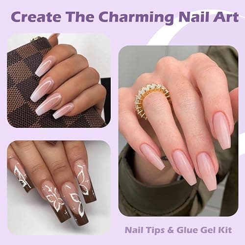 SAVILAND Gel Nail Kit with Drill: ALL-IN-1 Beginner Nail Kit, 0.5Oz U V Nail Glue Gels, Gel Nail X Kit with Lamp, 500 Pcs Long Coffin Tips Nails Builder Kits, Salon At Home Manicure Gift for Women thumbnail 2