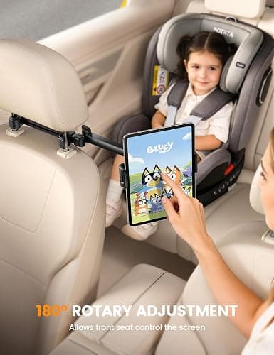 Lamicall Car Headrest Tablet Holder, Foldable Clip, Lockable | Tablet Mount for Car Backseat, Car Accessories for Kids, for iPad Pro, Air, Mini, Galaxy Tab, Fire HD, 5.4-13" Tablets thumbnail 4