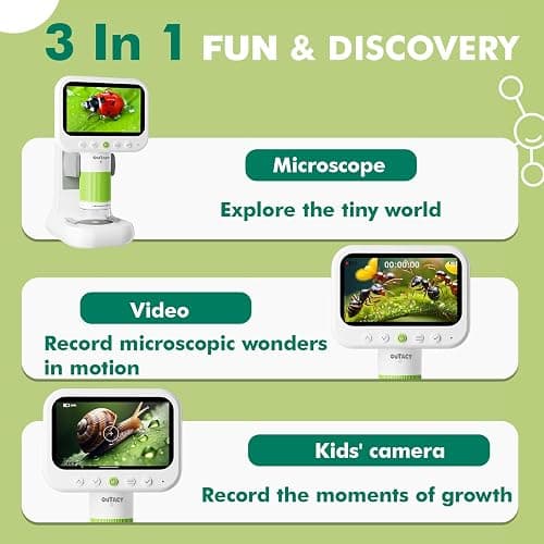 OUTACT Digital Microscope for Kids,4.3" HD Screen Portable Microscope with 8 LED Lights,Educational STEM Science Toys with 8G SD Card for Photo/Video,Birthday Gifts for Boys Girls thumbnail 2