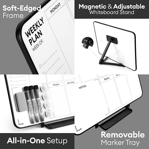 ⭐️Aroundesk Double Sided Weekly Dry Erase Board with Stand 16"x12", to-do List White Board Calendar Dry Erase, Desktop Whiteboard Calendar, Schedule Board, Message Board, Menu Board for Home Office thumbnail 4