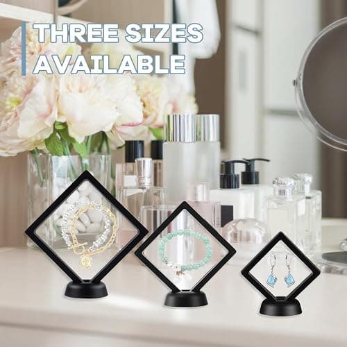 BMHHWAI 12Pcs 3D Floating Display Case 2.7in Black, Clear Film Jewelry Storage Box Plastic Frame Stand for Challenge Coin Fossils Rocks Shark Tooth Butterfly thumbnail 7