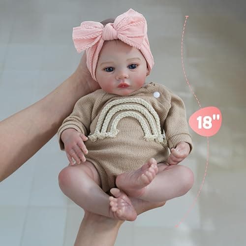WOOROY Realistic Reborn Baby Dolls - 18 Inch Lifelike Newborn Baby Girl, Real Life Baby Dolls with Soft Weighted Body, Real Baby Reborn Gift Set for Kids Age 3 thumbnail 2