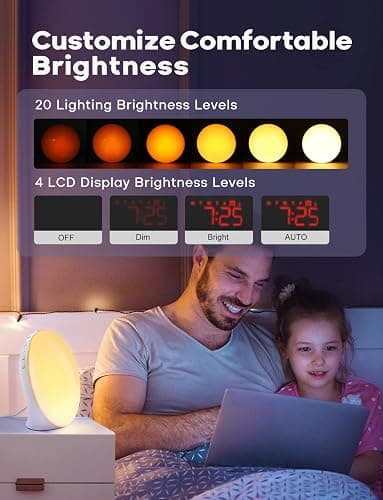 Dekala Tageslichtwecker Lichtwecker Sonnenaufgang Sonnenuntergangssimulation, Vollbild-Digitaler Wecker mit Doppelalarmen, Rotationstaste, Natürlichen Klängen, FM-Radio für Erwachsene & Kinder thumbnail 3
