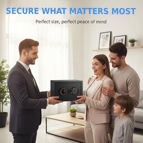 Small Safe for Home, 6.69"H Safe Box with Fireproof Waterproof Bag for College Dorm Room, Money Safe with Alarm System, Sensor LED Light, Wall/Floor Mountable, Hidden Safes for Cash, Jewelry, Medicine thumbnail 3