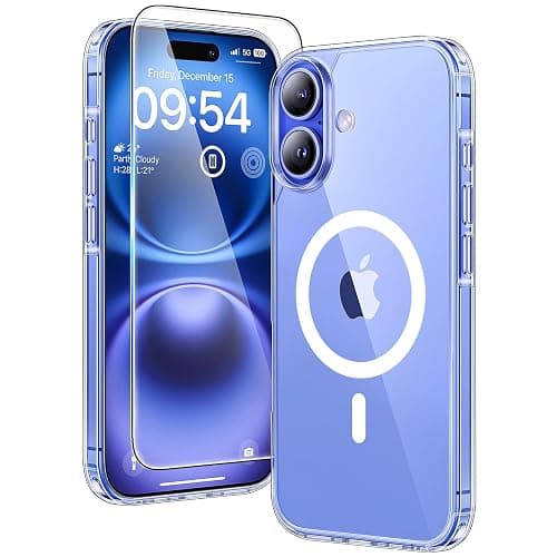 TAURI für iPhone 16 Hülle 6,1" mit Panzer Schutz Glas Folie, Kompatibel mit MagSafe, Schutz nach Militärstandard, [Anti-Vergilbung] Stoßfest Magnetisch Handyhülle - Durchsichtig - Image 1