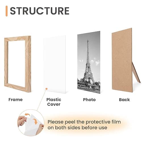 upsimples 10 Pack Picture Frames Collage Wall Decor for Mounting or Tabletop Display, Photo Gallery Frame Set for Family, Multi Sizes Including 8x10, 5x7, 4x6, Natural - Natural thumbnail 7