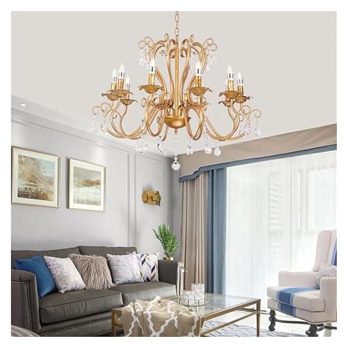 Retro Industrial Loft Chandelier Light Gold Lamp Europe Wrought Iron Lamps Compatible with Living Room Restaurant,Chandelier thumbnail 5