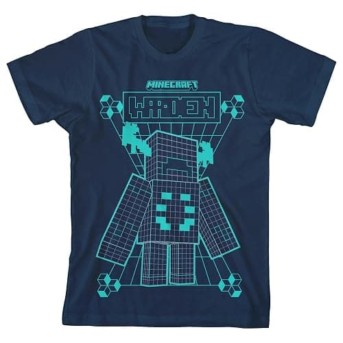 Minecraft Warden Distortion Clash Trend Graphic Youth Boys Athletic Heather Gray T-Shirt - Image 1