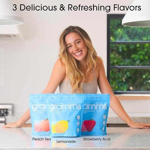 GRAMMS Clear Protein Powder Packets 20G Protein for Women & Men | Lactose Free, Grass-Fed Whey Isolate, Gluten Free, Zero Sugar, Gut Friendly, Non-Bloating (Peach Tea-18 Servings) thumbnail 9