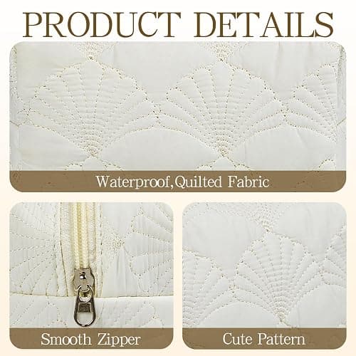 AMZMA Quilted Makeup Pouch,Cotton Puffy Makeup Bag, Coquette Cosmetic Bag for Women and Girls, Aesthetic Organizer Bag, Cute Flower Travel Toiletry Bag thumbnail 5
