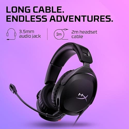 HyperX Cloud Stinger 2 – Wired PC Gaming Headset with Mic Noise Cancelling Over-Ear DTS Headphone:X Spatial Audio 50mm Drivers Swivel-to-mute Premium Leatherette for Windows Desktop, Black (Renewed) thumbnail 3