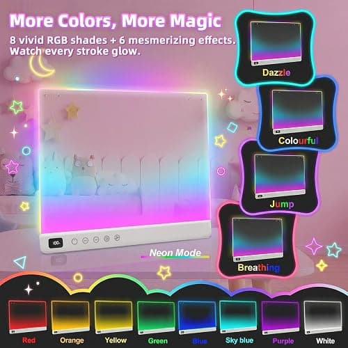 Rechargeable LED Drawing Board for Kids,16" Large Glow Doodle LED Note Board with 13 Light Modes,Neon Light Up Drawing Tablet with Stand,Chain & Magnet, Creative Birthday Gifts for Girls Boys Age 3-12 thumbnail 3