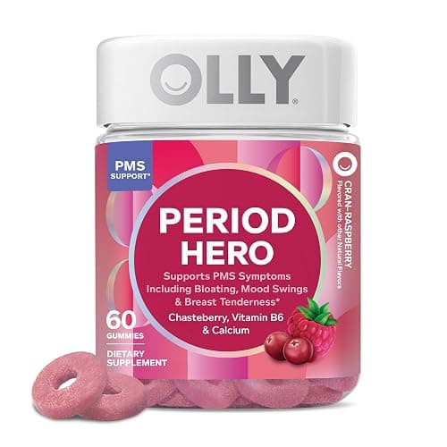 OLLY Period Hero Gummies, PMS Support Supplement,* Chasteberry, Vitamin B6, Calcium, Cran-Raspberry Flavor, 30 Day Supply - 60 Count - Image 1