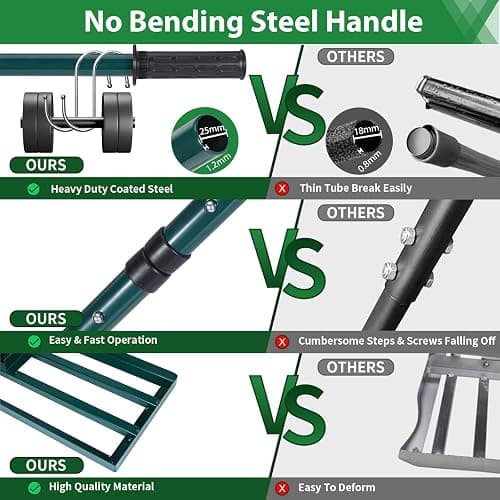 Lawn Leveling Rake,Stainless Steel Lawn Leveler with 30”x10” Ground Plate, 78” Adjustable Long Handle, Level Yard Tool for Grass, Golf Field, Level Soil or Dirt Ground Surfaces-Green thumbnail 4