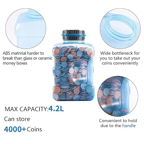 Piggy Bank - Large Coin Bank for Adults Boyswith LCD Counter,Great Coin Counter Bank Money Counting Jar with Total Amount Displayed,Best Gift for Kids, Designed for All US Coins(4.2L) thumbnail 3