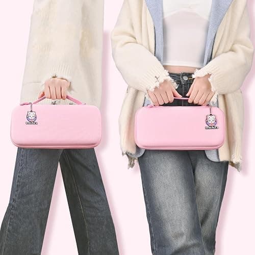 innoAura Switch 2 Carrying Case for NS Switch 2 (2025), with 9 Game Card Slots, Protective Travel Storage Case, Cute Pendant and Sticker, Pink thumbnail 6