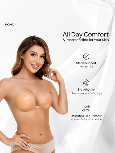 NONIO Adhesive Bra Strapless Sticky Invisible Push up Reusable Silicone The Best Off Backless Viscous for Women thumbnail 2