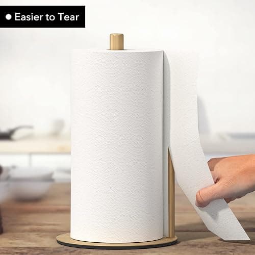 Paper Towel Holder Gold, Premium Stainless Steel Kitchen Roll Dispenser, Countertop Roll Organizer thumbnail 5