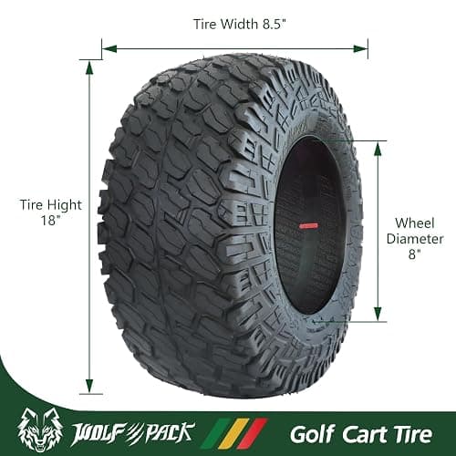 Set 4 Wolf Pack 18X8.50-8 Golf Cart Tires Tubeless Tire Multi-Terrain Tire | Superior Traction and Mud-Resistant Self-Cleaning Tread Design for Long-Lasting Performance Non-Directional thumbnail 3
