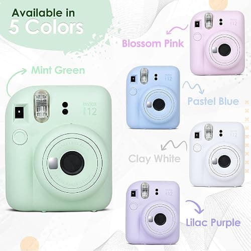 Fujifilm Instax Mini 12 Instant Camera Pastel Blue and Fuji Film Value Pack (60 Sheets) Bundle with Sturdy Tiger Accessories, Carrying Case, Photo Album 64 Pockets thumbnail 7