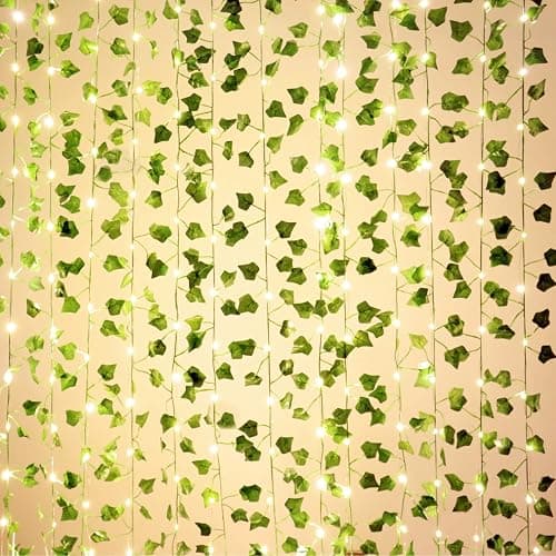 Comtelek 12 Pack Fake Vines for Room Decor with 100 LED String Light Artificial Ivy Garland Hanging Plants Faux Greenery Leaves Bedroom Aesthetic Decor for Home Garden Wall Wedding thumbnail 9