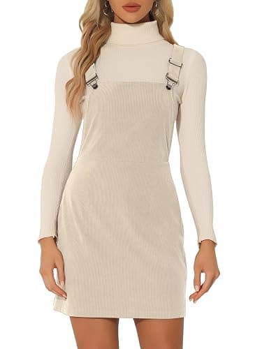 Allegra K Women Corduroy Adjustable Strap Mini Overall Dress | Sleeveless with adjustable straps. Suitable for daily casual, weekend, party. Versatile layering piece - Image 1