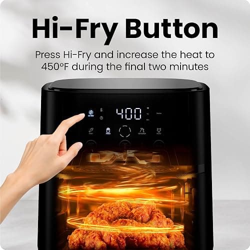 Chefman Air Fryer – 6 QT Compact Airfryer for Quick & Easy Meals in Minutes, Features Hi-Fry Technology for Extra Crisp, Touchscreen Controls with 4 Presets, Nonstick & Dishwasher Safe Basket - Black thumbnail 6