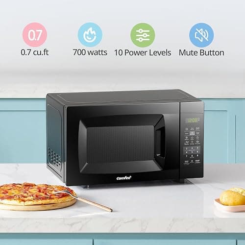 COMFEE' EM720CPL-PMB Countertop Microwave Oven with Sound On/Off, ECO Mode and Easy One-Touch Buttons, 0.7cu.ft, 700W, Black thumbnail 3