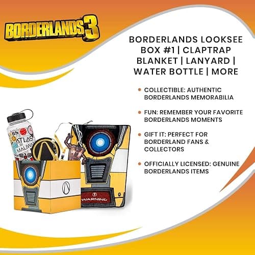 JUST FUNKY Official Borderlands LookSee Collector Mystery Gift Box - Includes Claptrap Blanket, Lanyard, Water Bottle, and More - Exclusive Fan Toy Collectible Set | Licensed Merchandise thumbnail 6