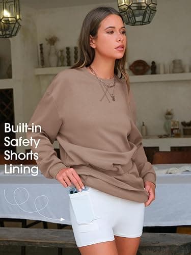 EXLURA Women 2 Piece Skirt Set Airport Outfits 2026 Cotton Travel Sweat Suit Casual Lounge Crewneck Sweatshirt Skort Sets thumbnail 3