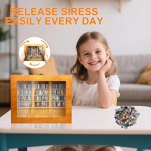 WAIZHIUA Anxiety Bookshelf 300pcs Mini Books Mini Bookshelf Ornament Miniature Decor Shake Away Anxiety Miniature Library for Book Lovers Home Room Office Decor (Brown) thumbnail 6