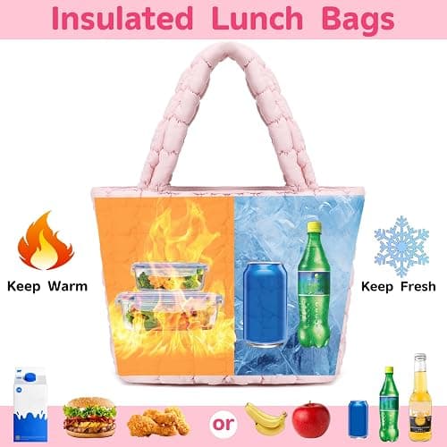 CAMTOP Lunch Box for Women Girls Insulated Cute Lunch Tote Bag Lunchbox Cooler Bag for Work Travel Picnic (Pink) thumbnail 6
