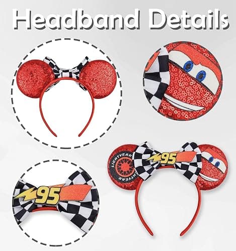 LIHELEI Mouse Ears Headband, Car Ear Headbands for Boys Birthday Party - Car Ear Headband thumbnail 4