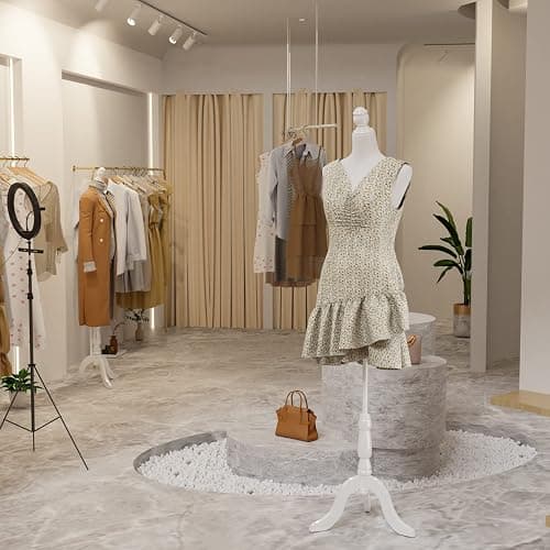 Bonnlo Female Dress Form Pinnable Mannequin Body Torso with Wooden Tripod Base Stand (White, 6) thumbnail 7
